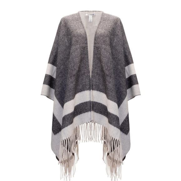 Walter Baker Verushka Reversible Poncho Charcoal/Ivory - Picture 1 of 9